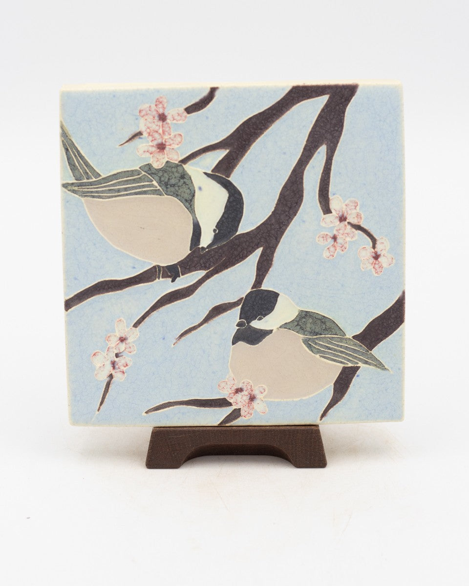 Orchard Chickadees Tile