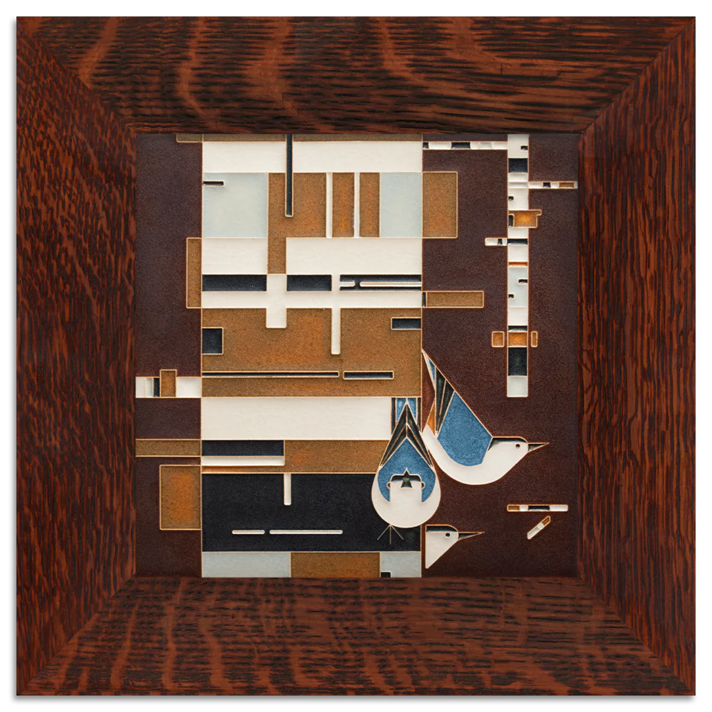 Birch Bark & Birds - 8x8 Motawi Tileworks Tile