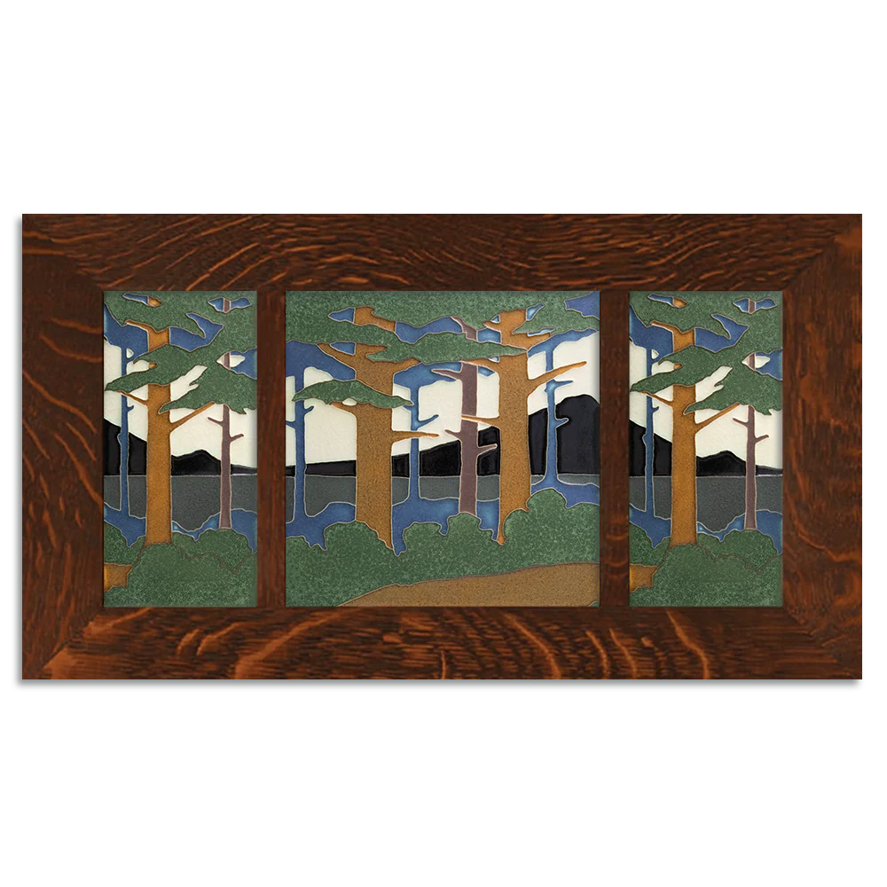 Pine Landscape - One 8"x8" Tile Flanked by Two 4"x8" Tiles