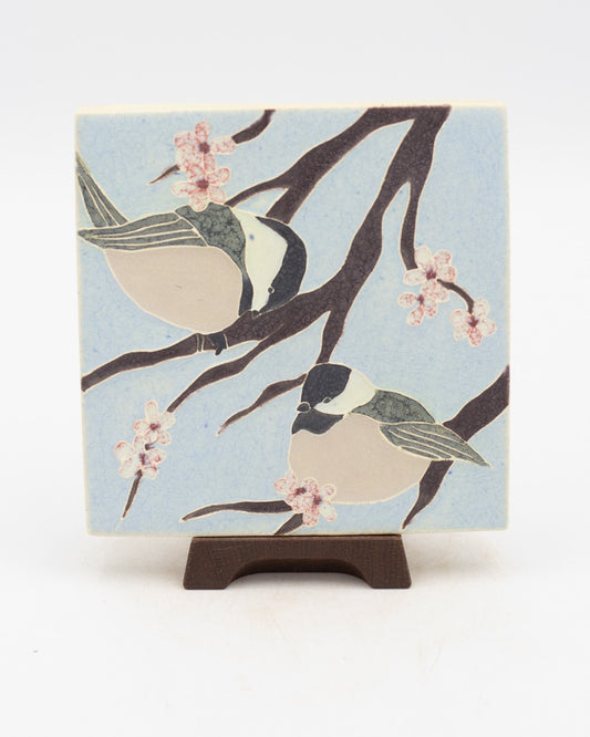 Orchard Chickadees Tile