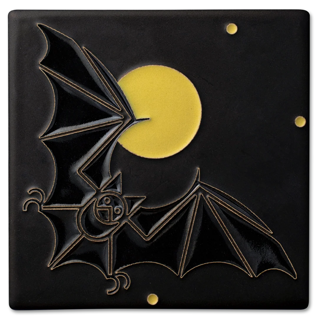 Bat & the Moon - 6"x6" Tile
