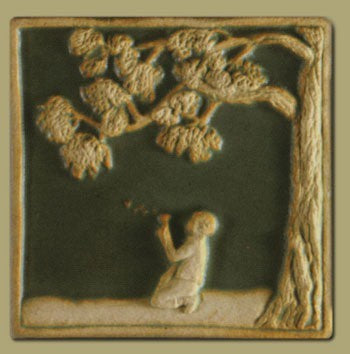 Children's Series Boy with Dandelion - 6"x6" Tile
