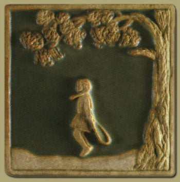 Children's Series Girl Jumping Rope - 6"x6" Tile