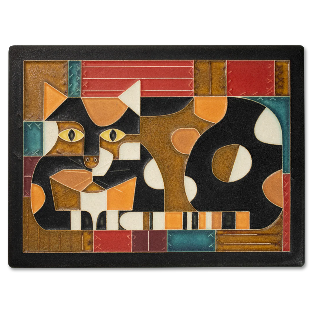 Crazy Quilt Cat - 6"x8" Tile