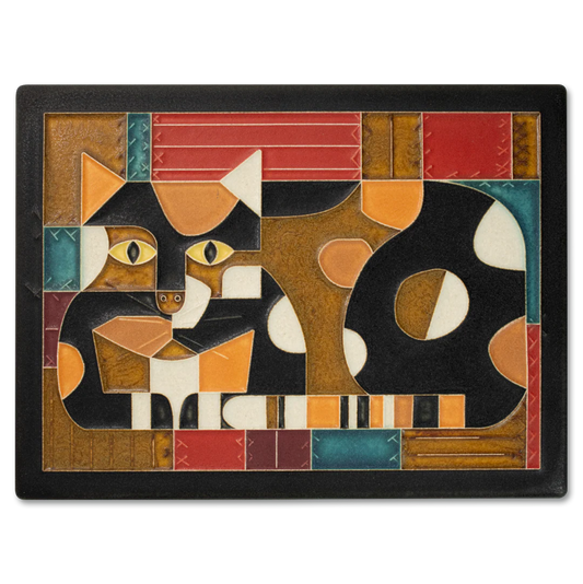 Crazy Quilt Cat - 6"x8" Tile
