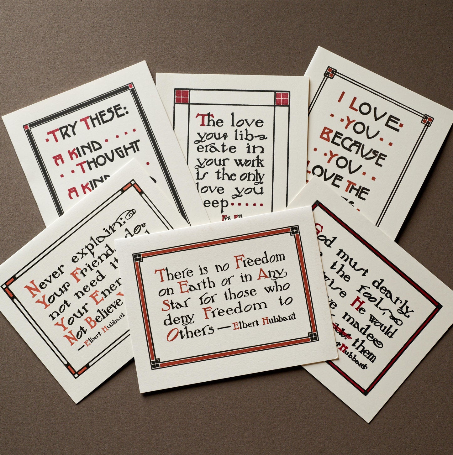 Letterpress Printed Roycroft Mottos
