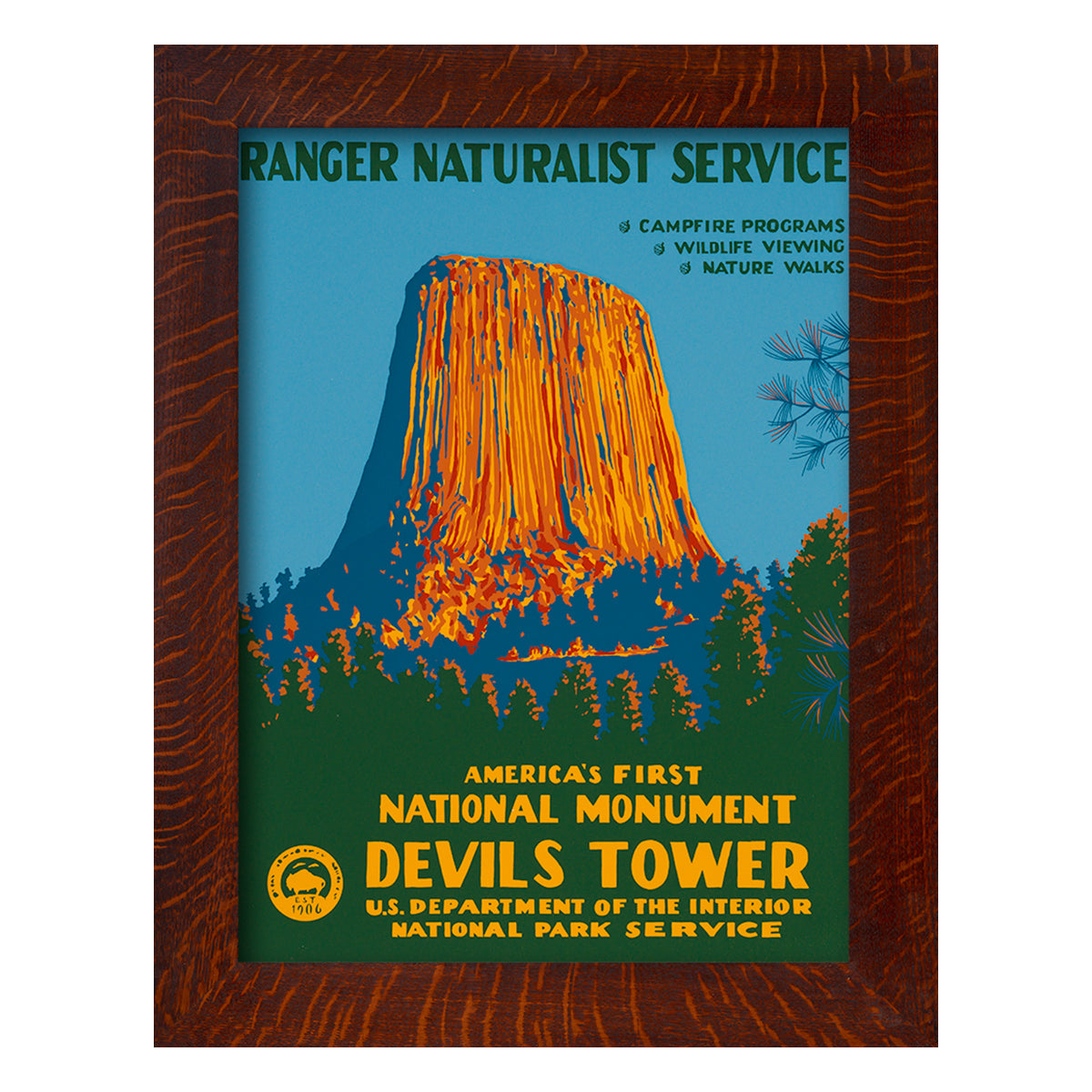 DEVIL'S TOWER NATIONAL MONUMENT - A Poster in the WPA Tradition