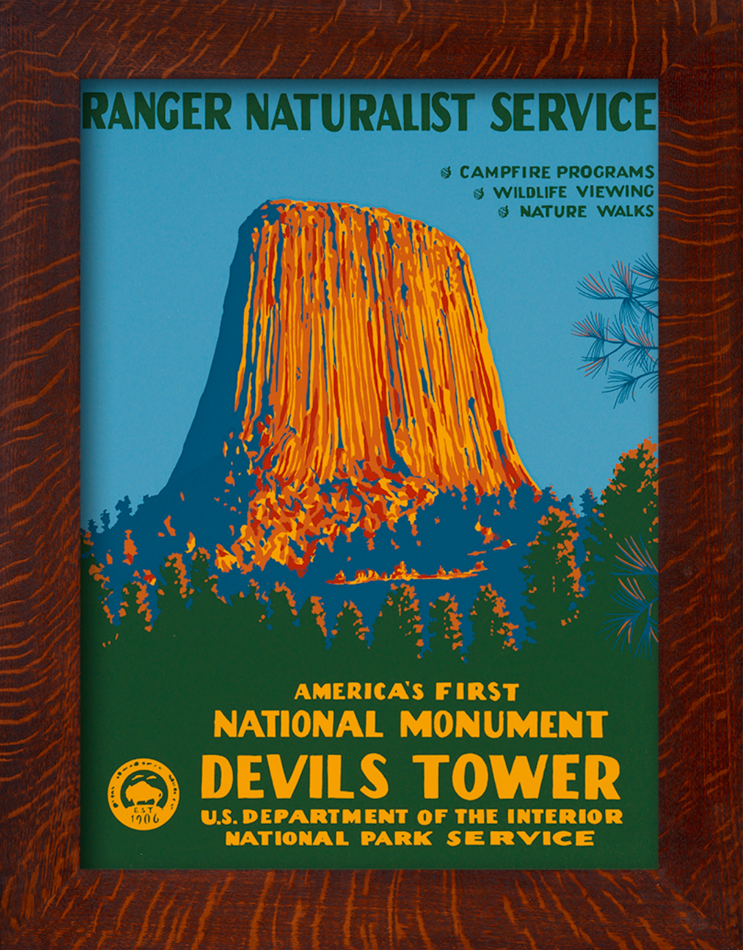 DEVIL'S TOWER NATIONAL MONUMENT - A Poster in the WPA Tradition