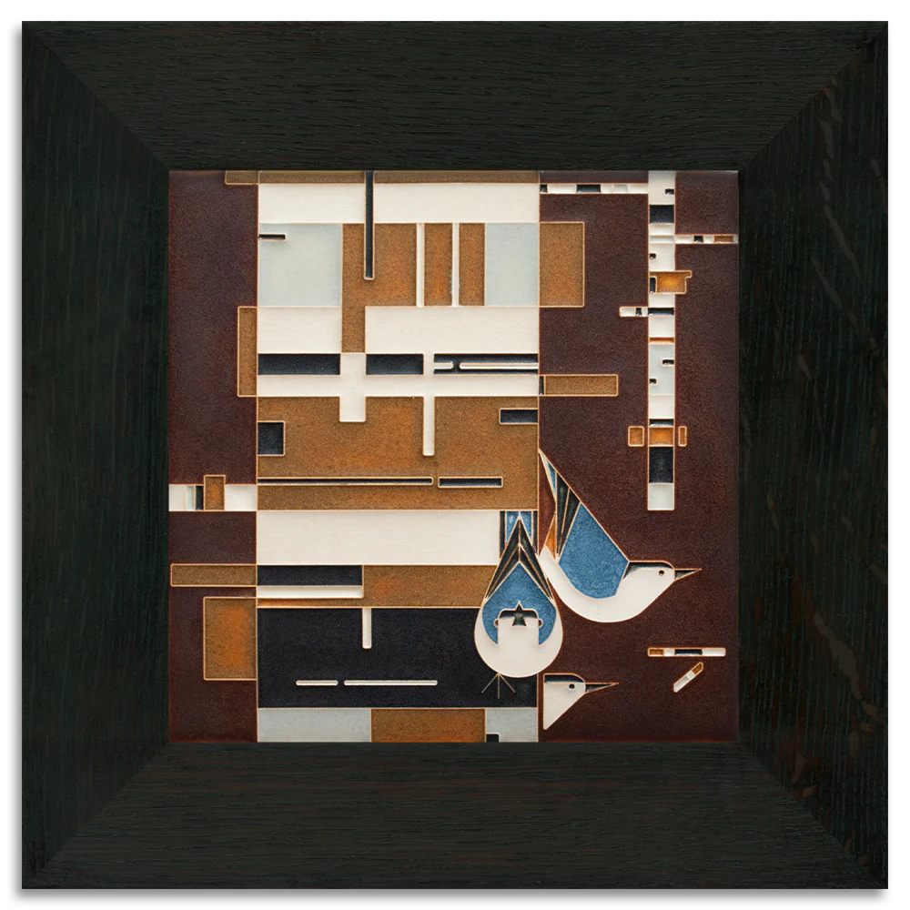 Birch Bark & Birds - 8x8 Motawi Tileworks Tile