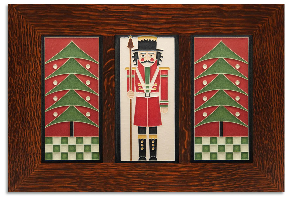 Dard Hunter Trees & Nutcracker Framed Trio - Red