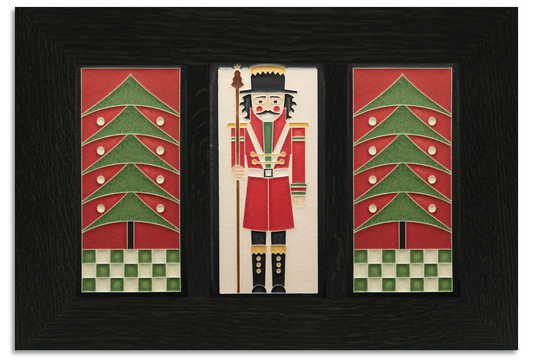 Dard Hunter Trees & Nutcracker Framed Trio - Red