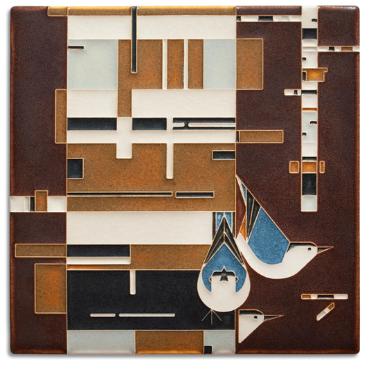 Birch Bark & Birds - 8x8 Motawi Tileworks Tile