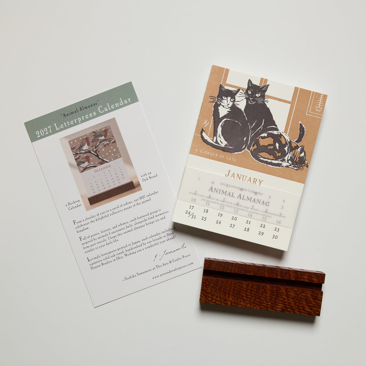 2027 Letterpress Calendar by Yoshiko Yamamoto