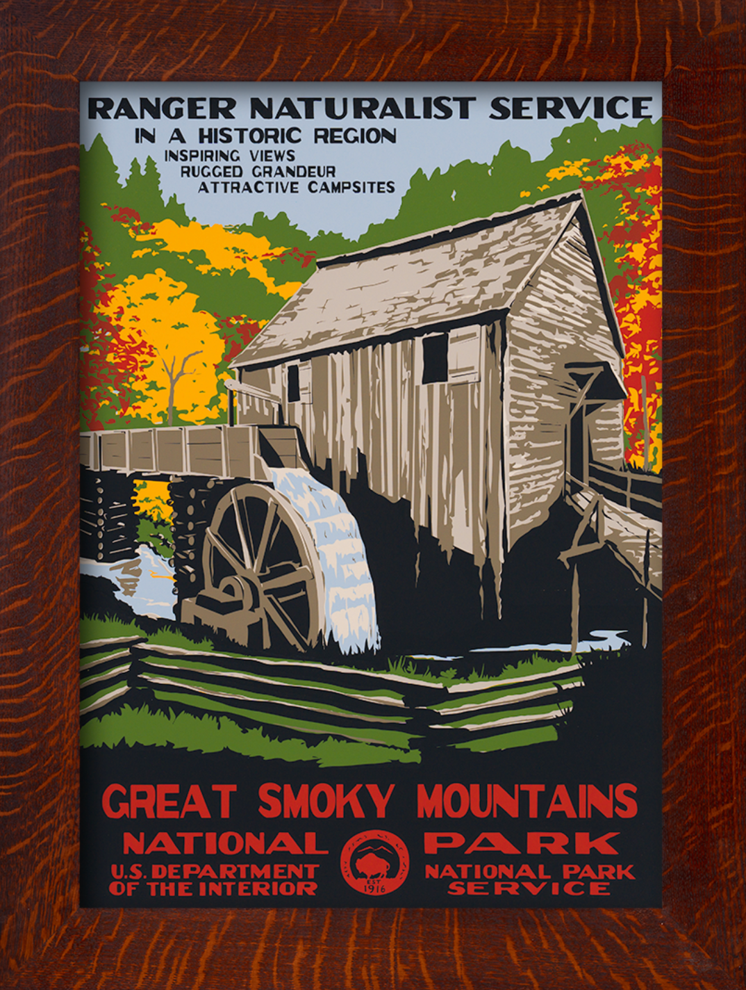 GREAT SMOKY MOUNTAINS MILL - A Poster in the WPA Tradition