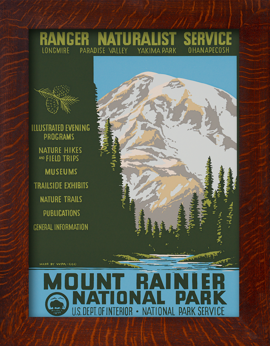 MOUNT RAINIER NATIONAL PARK - A Poster in the WPA Tradition