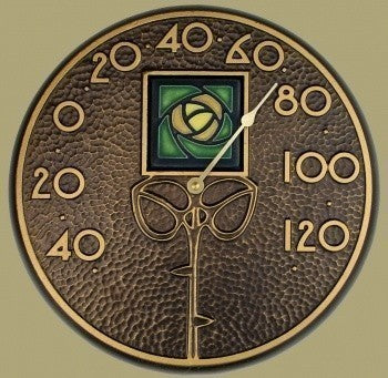 Thermometer with Dard Hunter Rose Tile