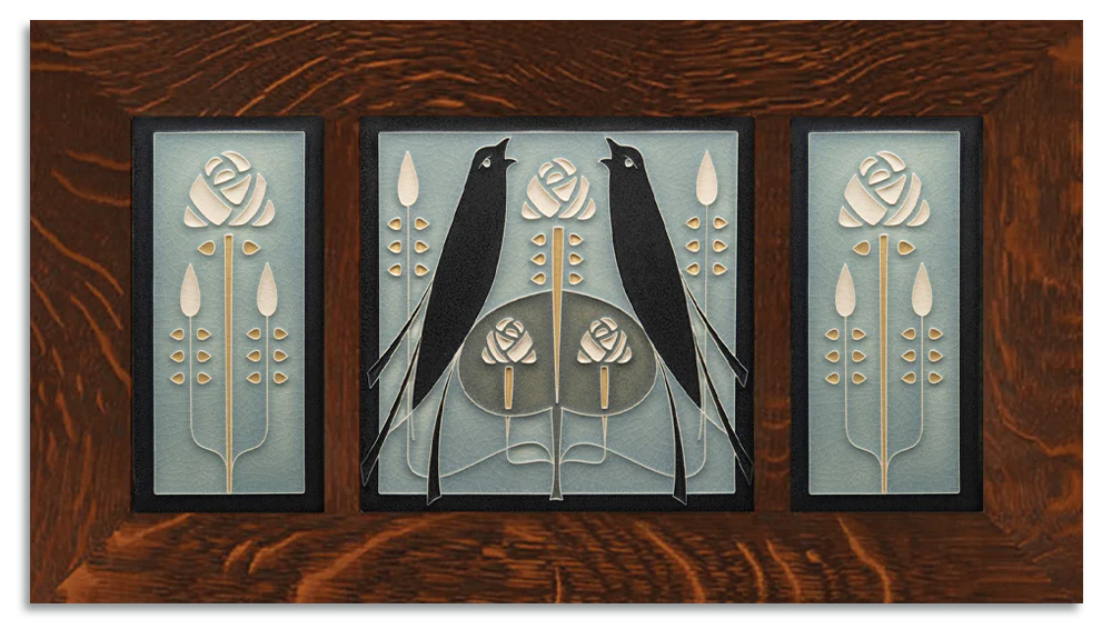 Songbirds & Long Stem - 4"x8" & 8"x8"  Framed Tile Set