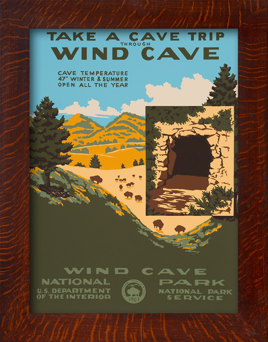 WIND CAVE NATIONAL PARK - A Poster in the WPA Tradition