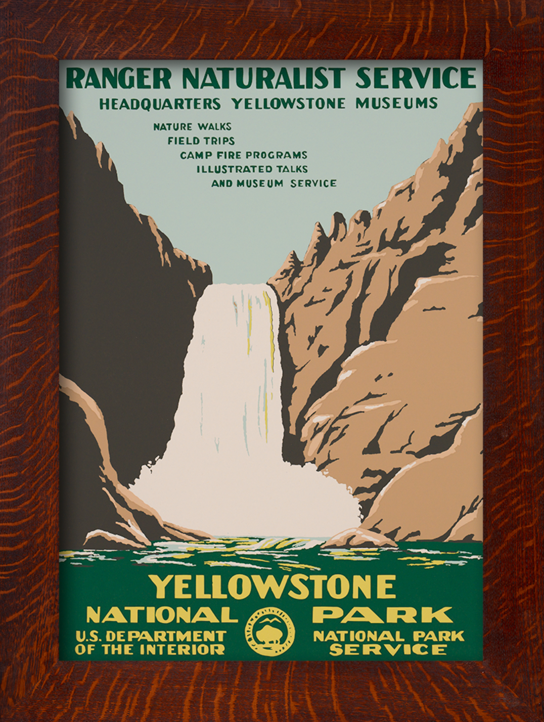 YELLOWSTONE NATIONAL PARK FALLS - A Poster in the WPA Tradition