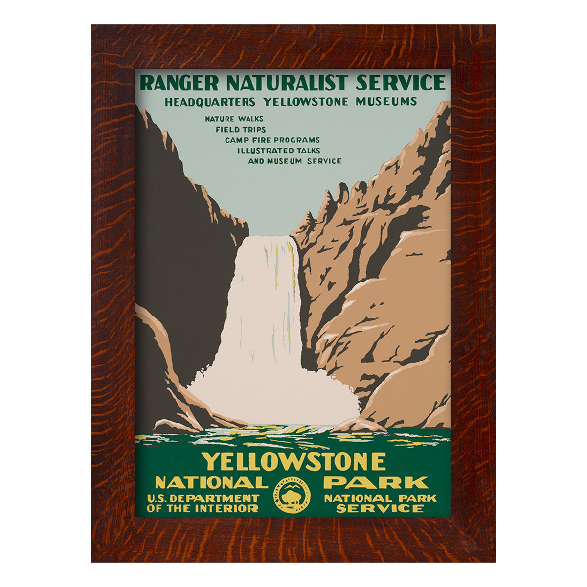 YELLOWSTONE NATIONAL PARK FALLS - A Poster in the WPA Tradition