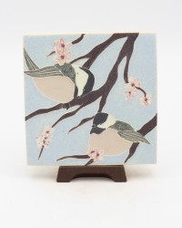 Orchard Chickadees Ceramic Pottery Tile by Ephraim Pottery 