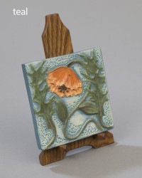 Craftsman Poppy Art Ceramic Pottery Tile by Ephraim Pottery 