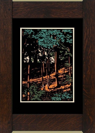 Laura Wilder Winter Woods IV Limited Edition Framed Matted Block Print